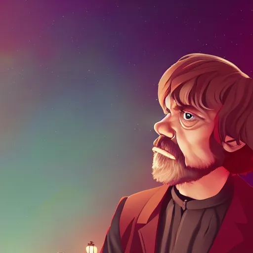 Image similar to George R.R. Martin as Tyrion Lannister, ambient lighting, 4k, anime key visual, lois van baarle, ilya kuvshinov, rossdraws, artstation