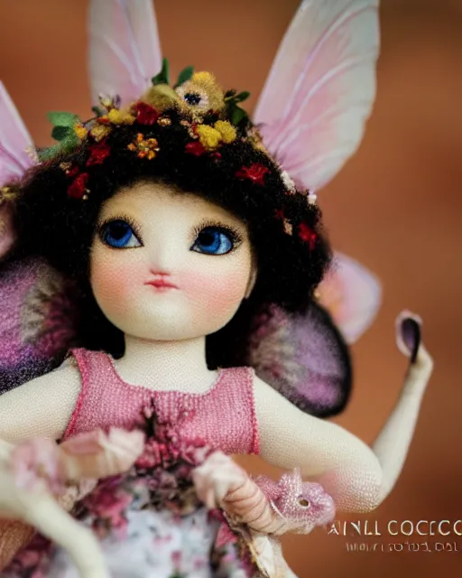 Image similar to high quality presentation photo of a detailed fairy doll in the style of Nicoletta Ceccoli, photography 4k, f1.8 anamorphic, bokeh, 4k, Canon, Nikon