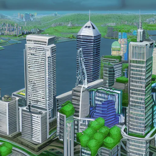 Image similar to canary wharf, screenshot from simcity ( 2 0 2 0 )