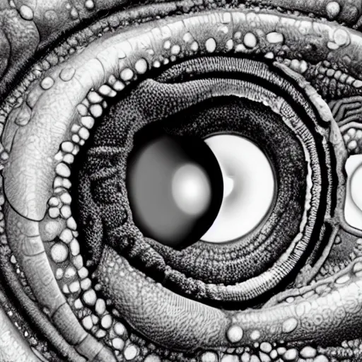 Prompt: whimsical fiery cephalopod eyes, in a photorealistic electron microscope with shallow dof