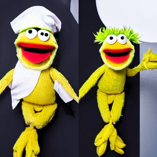 Prompt: banana muppet