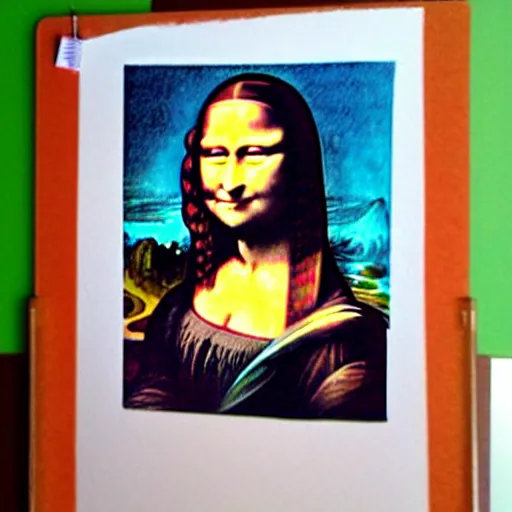 Image similar to children's drawing of Mona Lisa