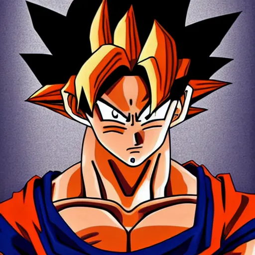 Prompt: Goku, Face portrait, crisp face, , facial features artwork by Georges de La Tour