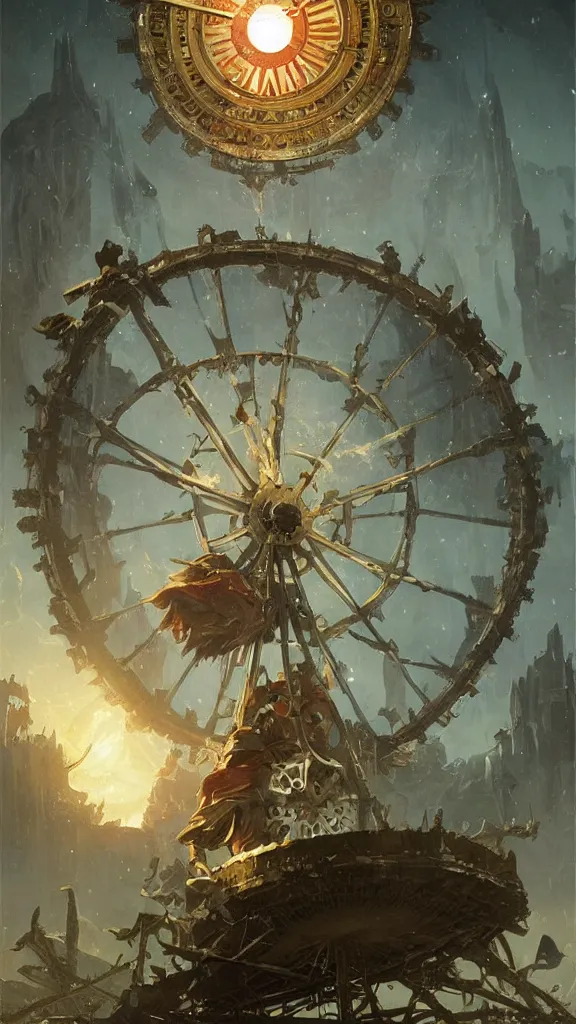 Image similar to the wheel of fortune tarot card by greg rutkowski,