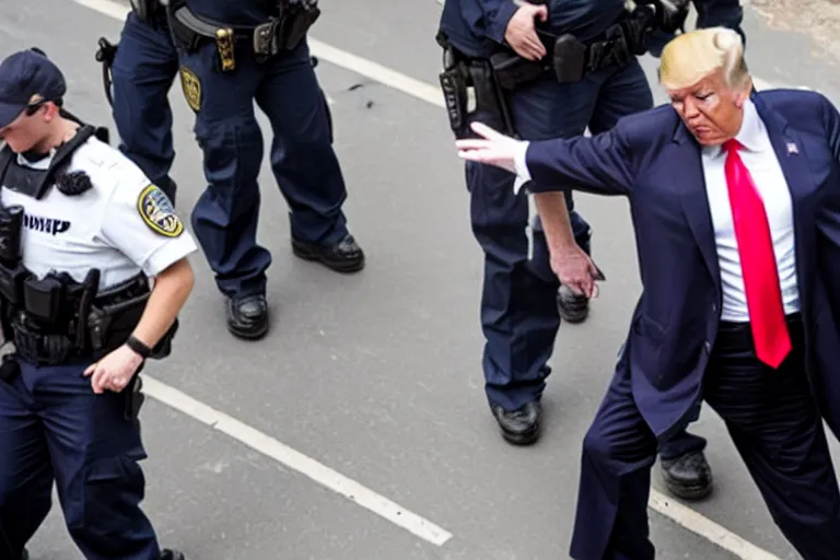Image similar to Donald Trump arrested in handcuffs, photo