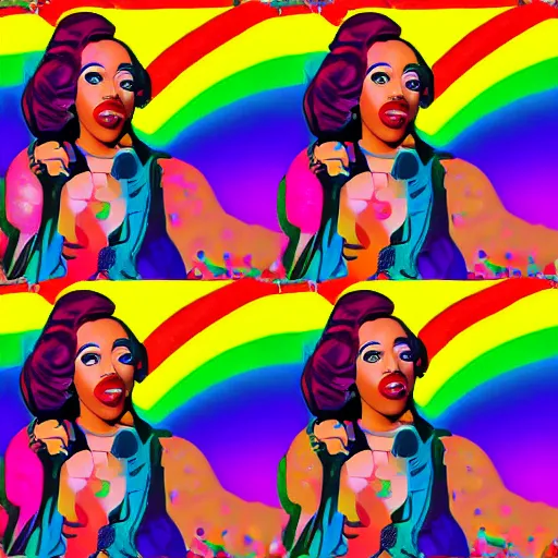 Image similar to rainbow cardi b. pop art