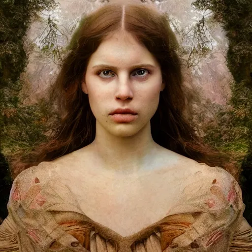 Prompt: photo portrait of a beautiful pagan female, depth of field, zeiss lens, detailed, symmetrical, centered, by edward robert hughes, connor hibbs, annie leibovitz and steve mccurry, david lazar, jimmy nelsson, breathtaking, 8 k resolution, extremely detailed, beautiful, establishing shot, artistic, hyperrealistic, beautiful face, octane render