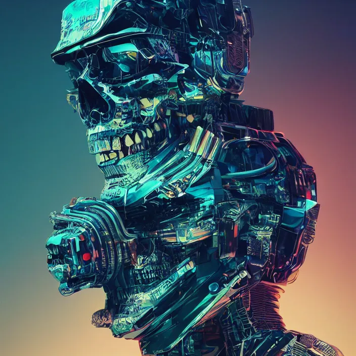 Prompt: cyberpunk skull, intricate abstract. sharp teeth. delicate artwork. by Tooth Wu, wlop, beeple, dan mumford. octane render, trending on artstation, greg rutkowski very coherent symmetrical artwork. cinematic, hyper realism, high detail, octane render, 8k, depth of field, bokeh. chrome accents.