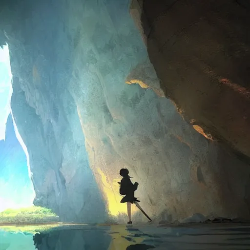 Image similar to a cave painting, by makoto shinkai