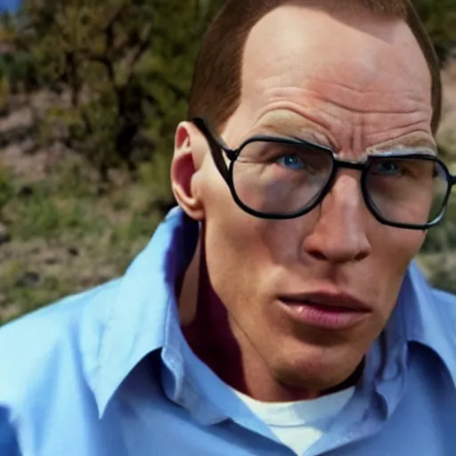 Image similar to Live Action Still of Jerma in Breaking Bad, real life, hyperrealistic, ultra realistic, realistic, highly detailed, epic, HD quality, 8k resolution, body and headshot, film still