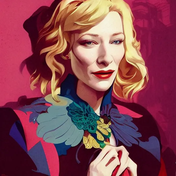 Image similar to cate blanchett, by Sachin Teng + Karol Bak + Rolf Armstrong