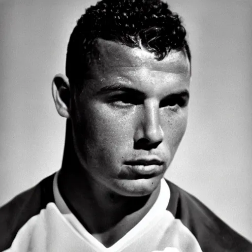 Image similar to real ronaldo by yousuf karsh, head and shoulders, faint smile