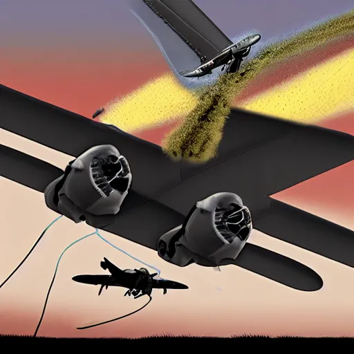 Prompt: undead B-17 waist gunner firing at incoming Pterodactyls, hyper realistic digital art