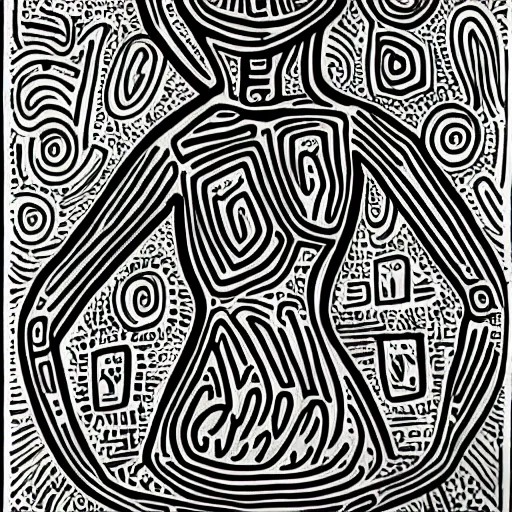 Image similar to a black woman, pregnant, by keith harring, intricate details, colorful, happy, bright