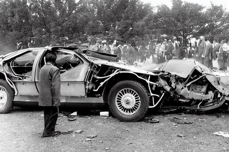 Image similar to car crash 1 9 2 2 delorean