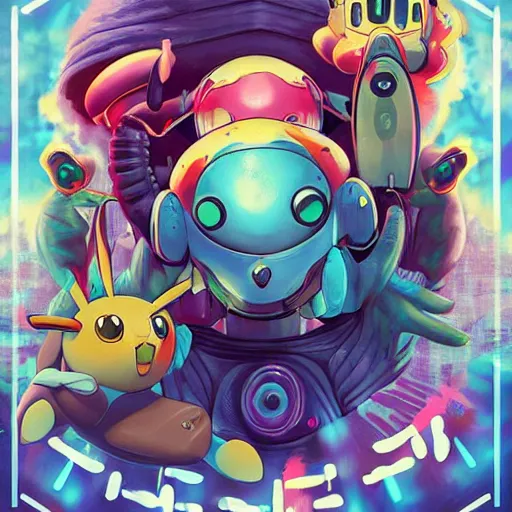 Prompt: lofi biopunk pokemon poster, Pixar style, by Tristan Eaton Stanley Artgerm and Tom Bagshaw.