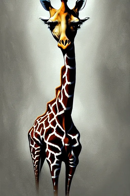 Prompt: epic professional digital art of female anthropomorphic giraffe wearing air force flight suit, painting, by leesha hannigan, iris van herpen, artstation, cgsociety, wlop, epic, much wow, much detail, gorgeous, detailed, cinematic, masterpiece