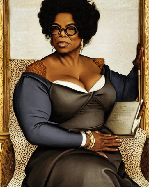 Prompt: Oprah in modern times, painting by Hans Holbein