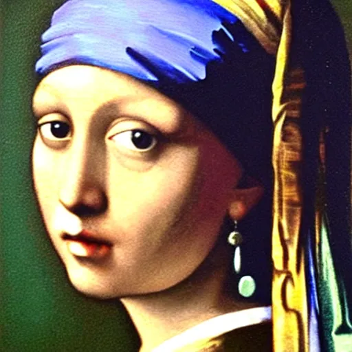 Image similar to painting of the girl with the pearl earring and mona lisa by leonardo da vinci, painting, oil on canvas