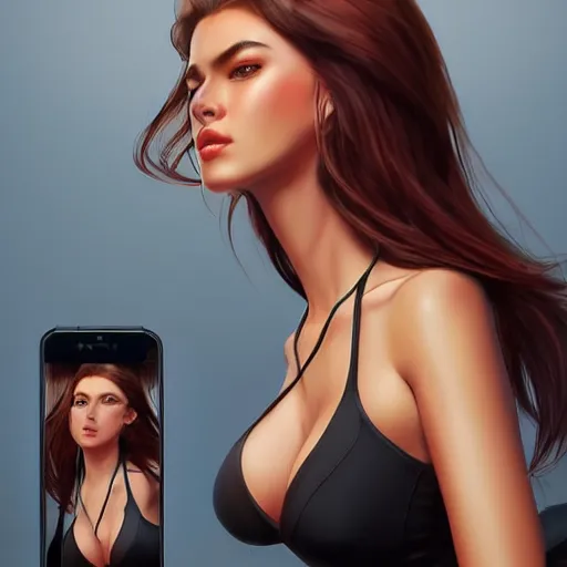 Image similar to a gourgeous digital influencer in the style of stefan kostic, realistic, full body, sharp focus, 8 k high definition, insanely detailed, intricate, elegant, art by stanley lau and artgerm