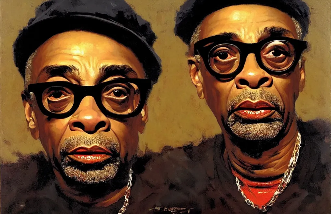 Prompt: portrait of spike lee!!!!!!!!!!!!!!!!!!!!!!!!!!!, detailed face, detailed painting, epic lighting, by ilya repin, phil hale and kent williams