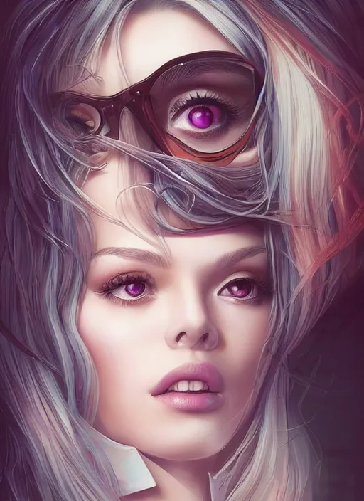 Image similar to beautiful, secretary woman, extremely detailed gorgeous face, looks realistic, hyper-detailed portrait, sad eyes tears, vaporwave aesthetic, synthwave, magical, fantasy, ninchaku , artist Artgerm i and WLOP