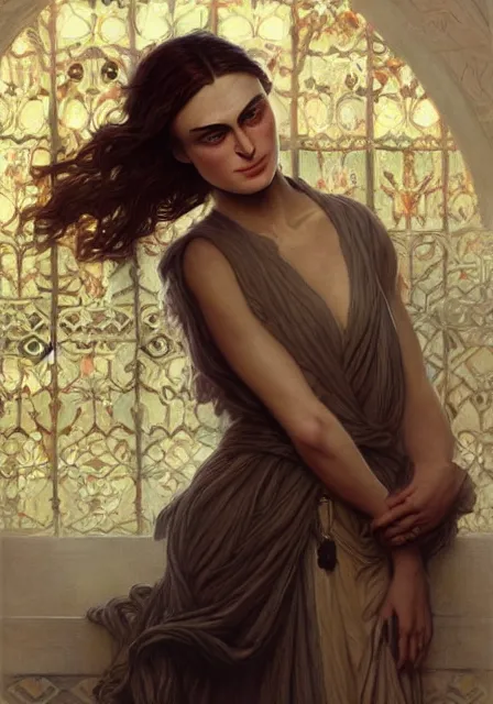 Image similar to sansa keira knightley, intricate, elegant, highly detailed, digital painting, artstation, concept art, smooth, sharp focus, illustration, art by artgerm and greg rutkowski and alphonse mucha and william - adolphe bouguereau