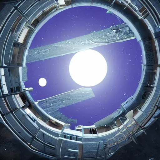 Prompt: photo of a solarpunk moon base