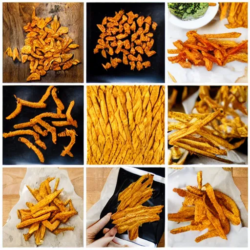 Prompt: a chaotic collage of award winning crispy crisps