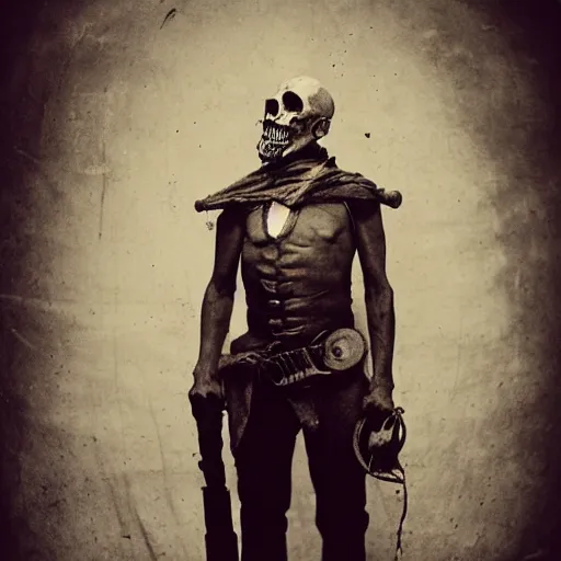 Image similar to 19 century version of thrall from world of fallout ghoul photography by Louis Daguerre