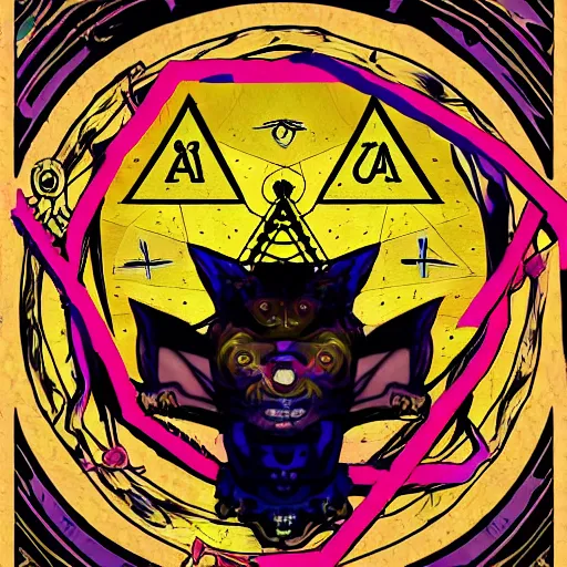 Image similar to portre of an autistic demon on acid, masonic and kabalistic symbols in background, digital art, 8k, delicate details