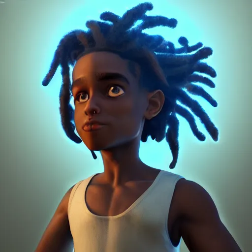 Prompt: Boy with dreadlocks, Disney's Encanto style, trending on artstation, ludicrous lighting, volumetric lighting, concept art, 4k, 8k, trending on artstation.