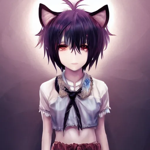 intrepid-fox675: Dark skin black anime girl with pastel purple fluffy wolf  ears