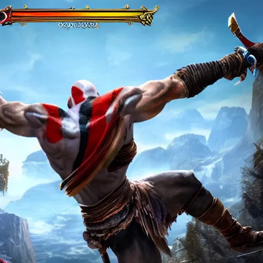 Image similar to in - game screenshot of kratos!!! from god of war in the video game league of legends!!!!