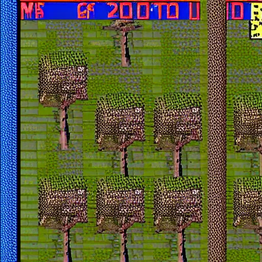 Image similar to american woodlands, ms dos game, abandonware, low res, retro, old school