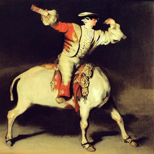 Prompt: bullfighter, by francisco de goya
