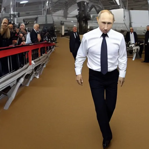 Prompt: wide putin walking