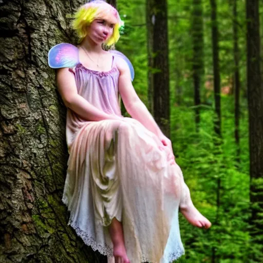 Image similar to photo of a real-life stunningly beautiful cottagecore fairy