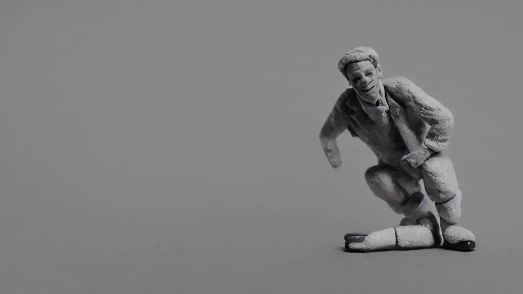 Prompt: a claymation of a man performing on a stage depth of field 2 7 0 mm