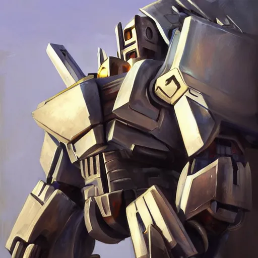 Image similar to greg manchess portrait painting of armored optimus prime as overwatch character, medium shot, asymmetrical, profile picture, organic painting, sunny day, matte painting, bold shapes, hard edges, street art, trending on artstation, by huang guangjian and gil elvgren and sachin teng