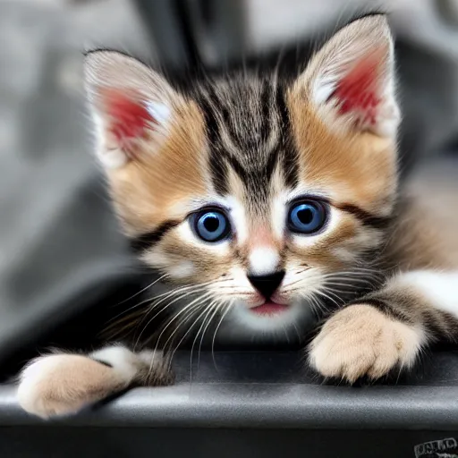 Image similar to adorable kitten in fighter jet, detailed, 4k, photo