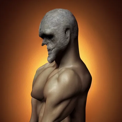 Image similar to detailed painting a headless body mythical man no head no neck no face, image of a blemmyae, hyper detailed super realistic lighting, 4 k