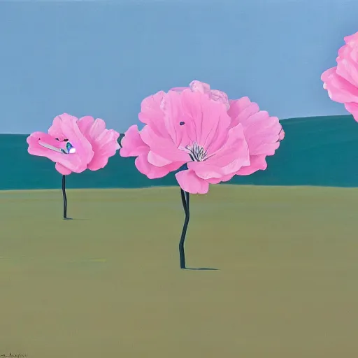 Prompt: Pink peonys by Alex Katz surreal matte painting