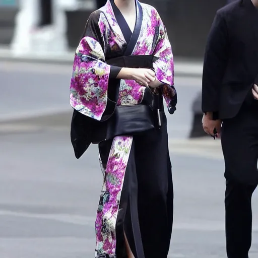 Prompt: emma watson wearing a kimono