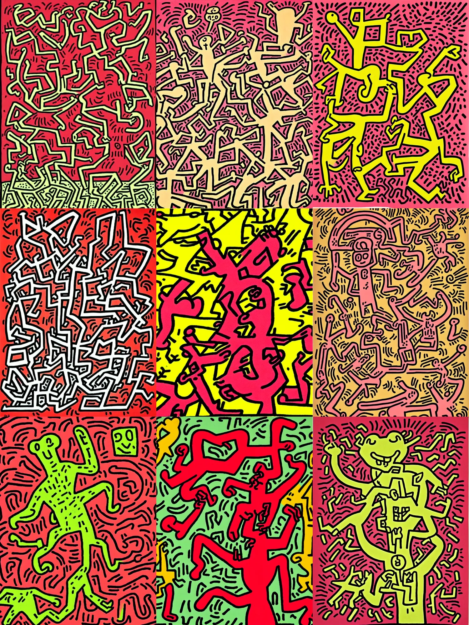Prompt: portrait of satan by keith haring