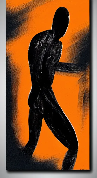 Image similar to black background abstract, a thin, athletic physique man's body made of abstract, thick flowing dramatic bright brush strokes, no face, strong wind, matte colors, impressionist, extreme motion, trending on artstation