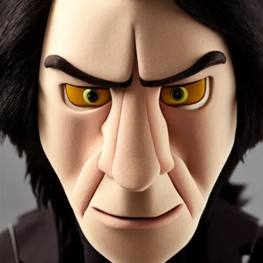 Prompt: Severus Snape depicted as a muppet, photography, cinematic lighting, close up shot