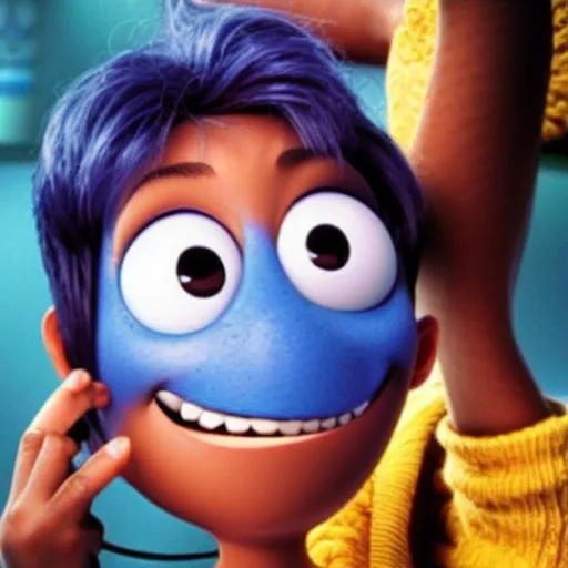 Image similar to halle berry as an anthropomorphic blueberry. pixar character