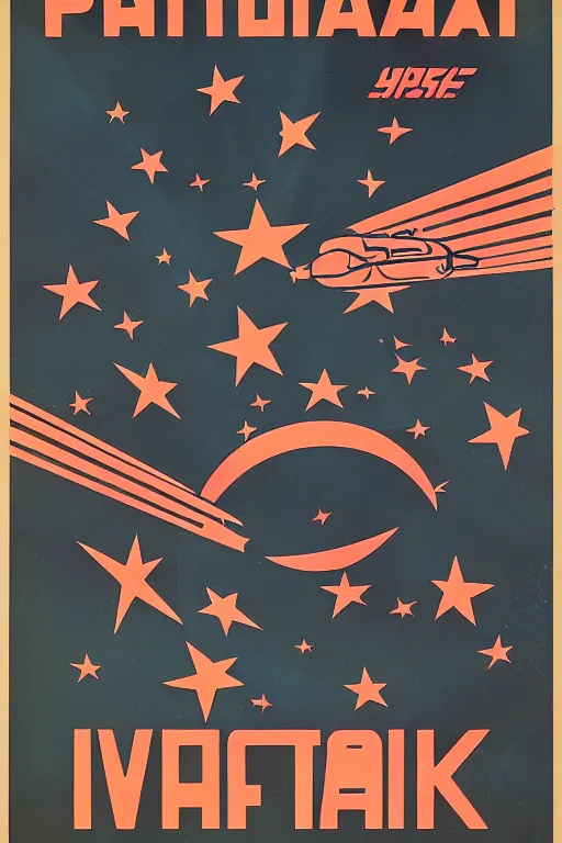 Prompt: propaganda poster of intergalactic war, 1 9 5 0 s style, futuristic design, dark, symmetrical, washed out color, centered, art deco, 1 9 5 0's futuristic, glowing highlights, intense