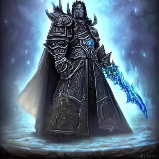 Image similar to world of warcraft lich king gigachad portrait